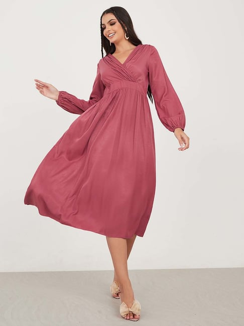 Dusty Rose Dress - Ruched Mesh Dress - Off-the-Shoulder Dress - Lulus