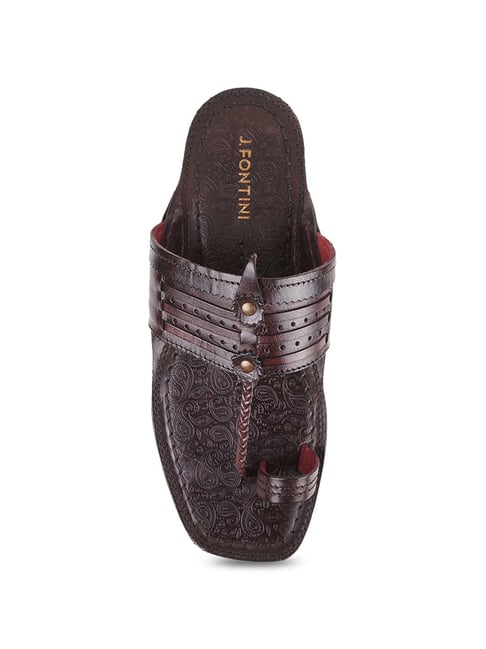 Buy J. Fontini J.FONTINI Men Brown Leather Comfort Sandals at Redfynd