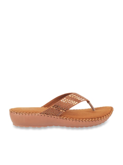 Walkway Women's Tan Thong Wedges-picture-29