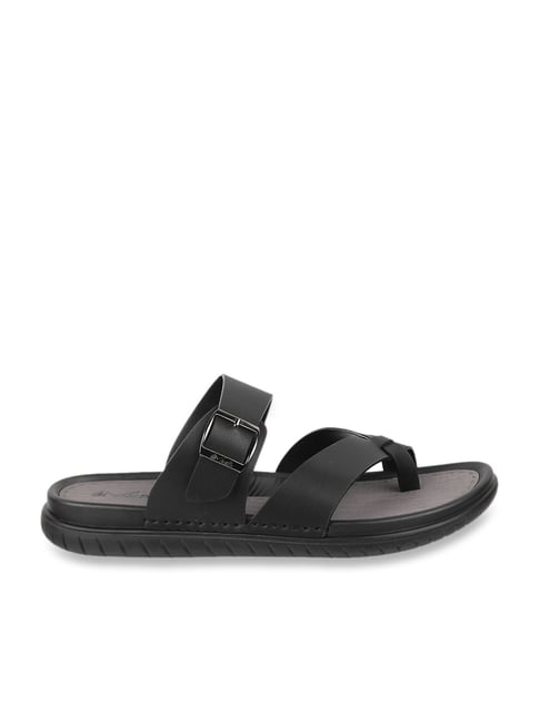 SeeandWear Men Leather Black Sandal