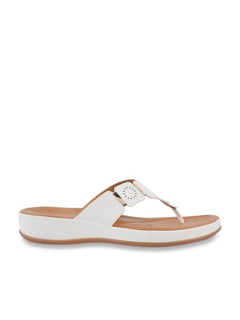 Buy Metro Women's White Thong Wedges for Women at Best Price