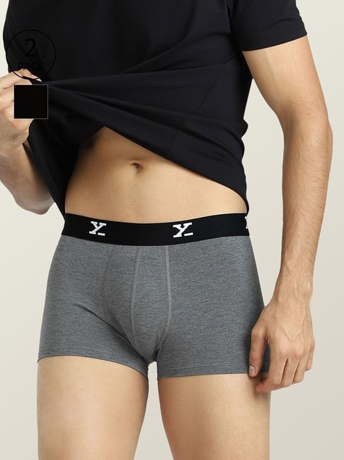 XYXX Dark Grey & Black Trunks - Pack of 2-picture-32