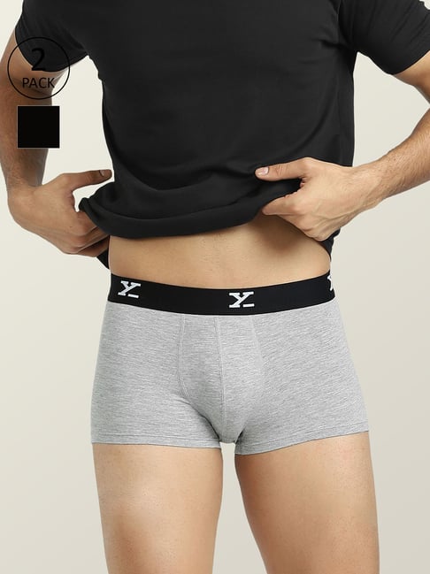XYXX Light Grey & Black Trunks - Pack of 2-picture-33