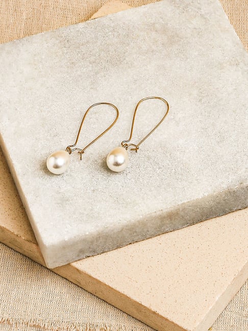 Daniela Dangle Hoop Pearl Earrings