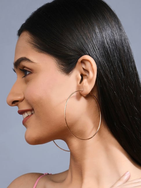 Buy Palmonas 18k Gold Plated White Round Hoop Earrings for Women Online
