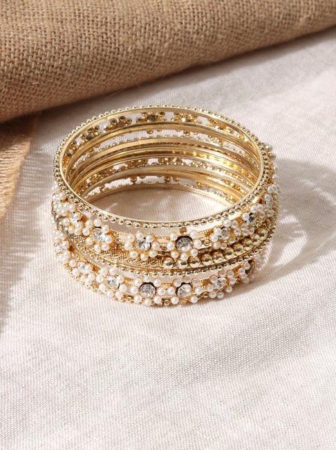 White stone studded deals gold bangles