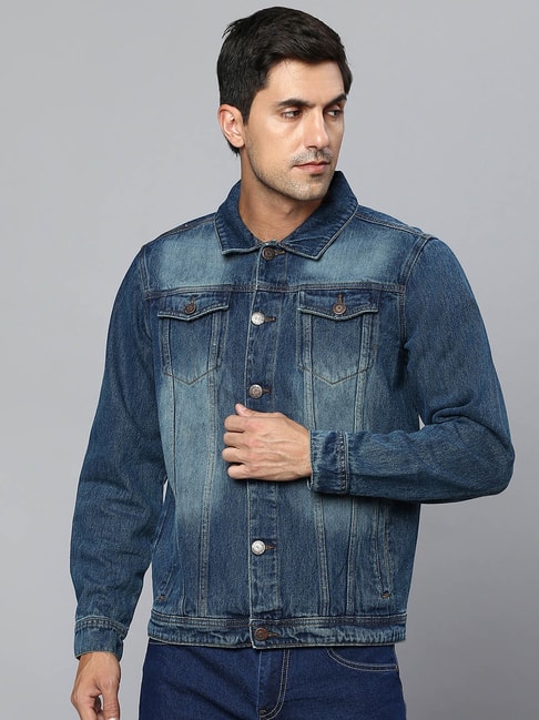 Buy High Star Men Blue Washed Denim Jacket - Jackets for Men 16091328 |  Myntra