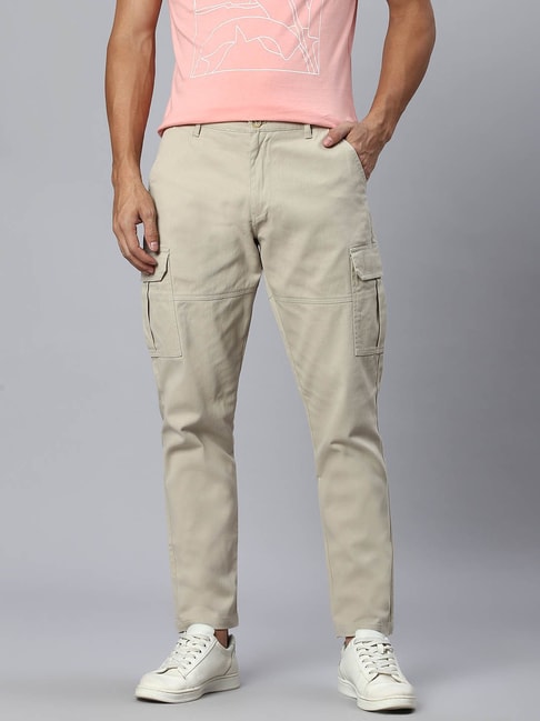 Slim Fit Gray Cargo Trousers For Men -- Madmext