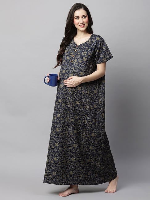 Zivame Blue Printed Maternity Top