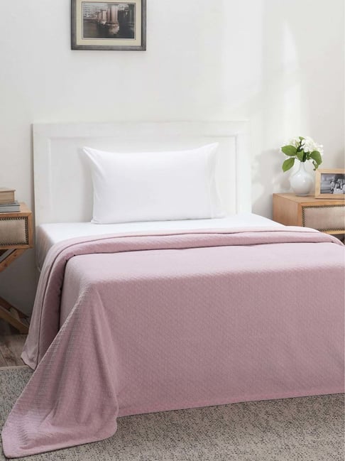 Maspar Colorart Blaize Pale Mauve Cotton 200 TC 256 GSM Single Bed Cover