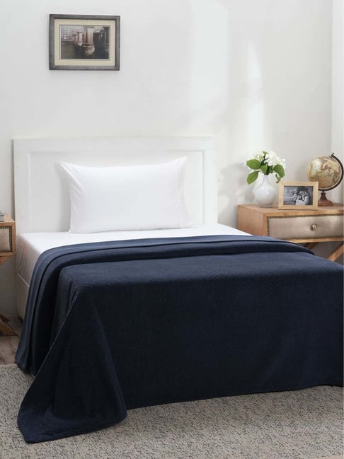 Maspar Colorart Blaize Dark Blue Cotton 200 TC 256 GSM Single Bed Cover