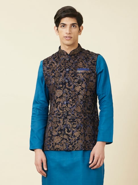 Buy Manyavar Manyavar Men Maroon Printed Nehru Jacket at Redfynd