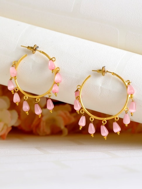 Buy Swarovski Pink Triangle Cut Ortyx Hoop Earrings for Women Online  Tata  CLiQ Luxury