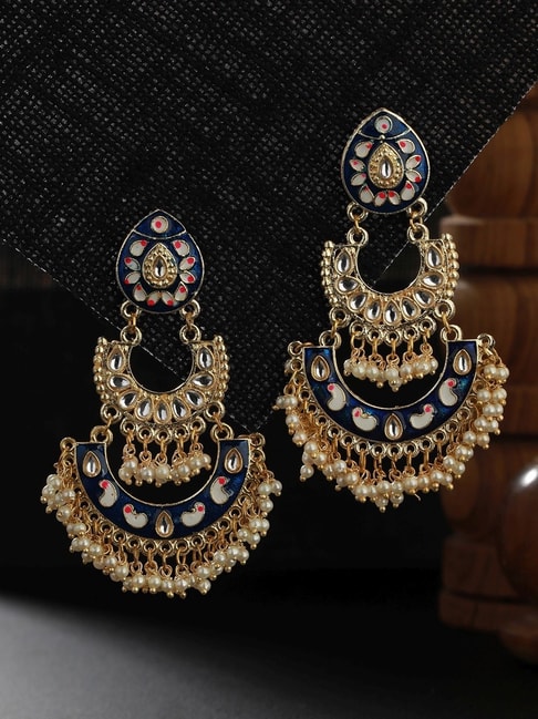 Flipkartcom  Buy Gift pitara Big oxidised stud earrings peacock design  with kundan Amber Brass Stud Earring Online at Best Prices in India
