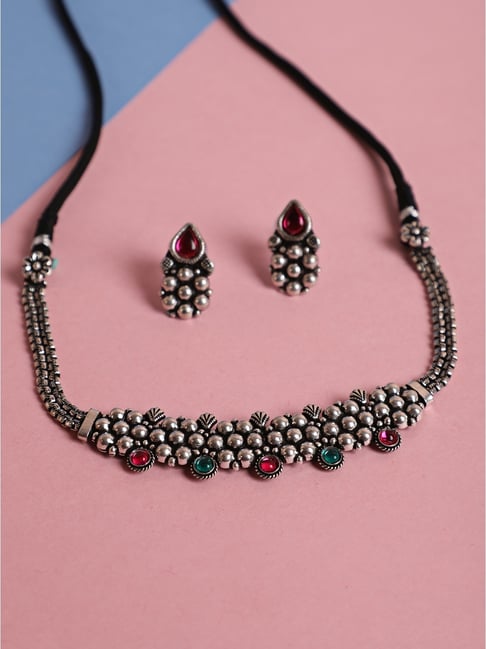 Buy Oxidised Necklace Set With Bangles, German Silver Jewelry With  Earrings,nosepin and Bangles, Indian Jewelry, Oxidised Jewelry Online in  India - Etsy