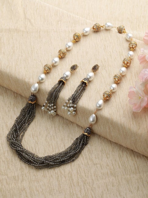 Nialaya Jewelry Pearl Smiley Face Beaded Necklace | Harrods UK