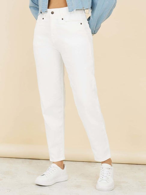 Ajio High Waisted Flare Jeans White Shop Elle Women Blue Bootcut