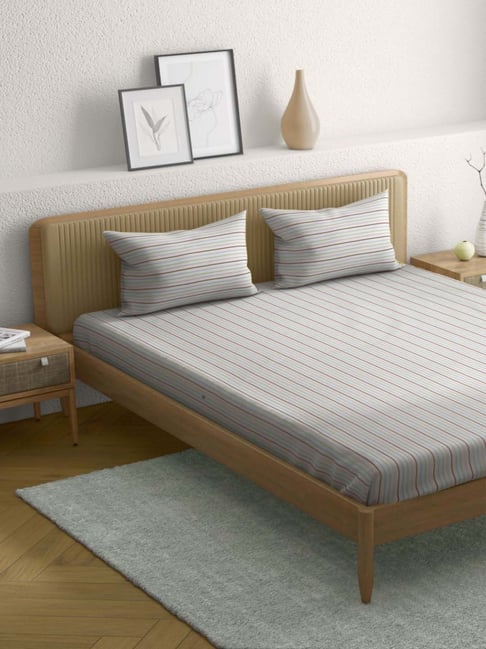 Anaqa by Pantaloons Brown Cotton Bedsheet With 2 Pillow Covers