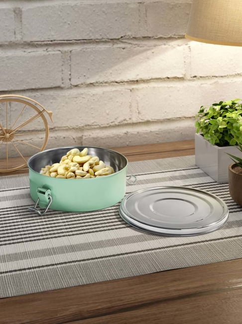 Living Scapes by Pantaloons Green Stainless Steel Storage Container (0.5 L)-picture-34