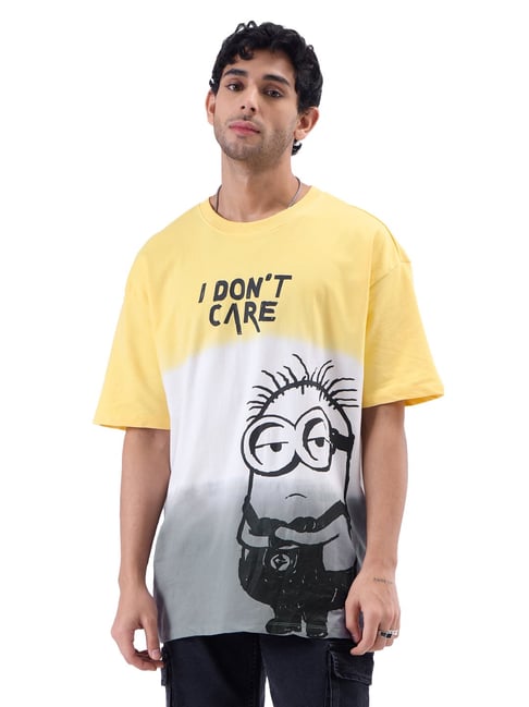 The Souled Store Multicolor Relaxed Fit Minions I Don't Care Oversized T-Shirt