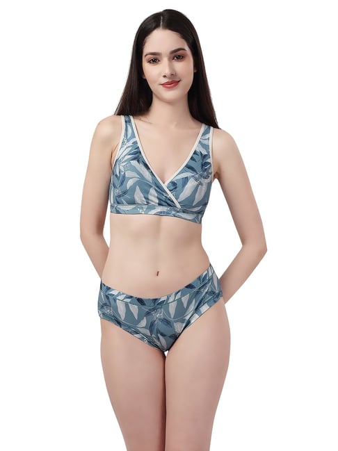 Soie Grey Printed Non-Padded Non-Wired Bra & Panty Set-picture-44