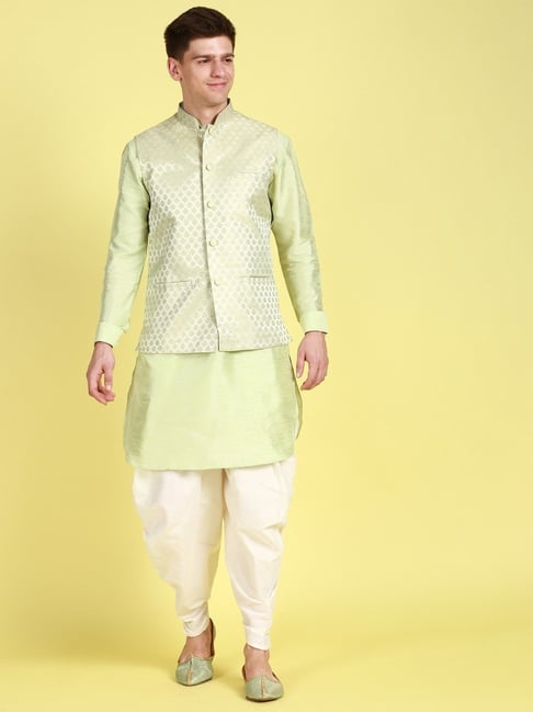 Light Green Men Cotton Kurta Nehru Jacket Set, Size: 44.0 at Rs 1980/set in  Nagpur