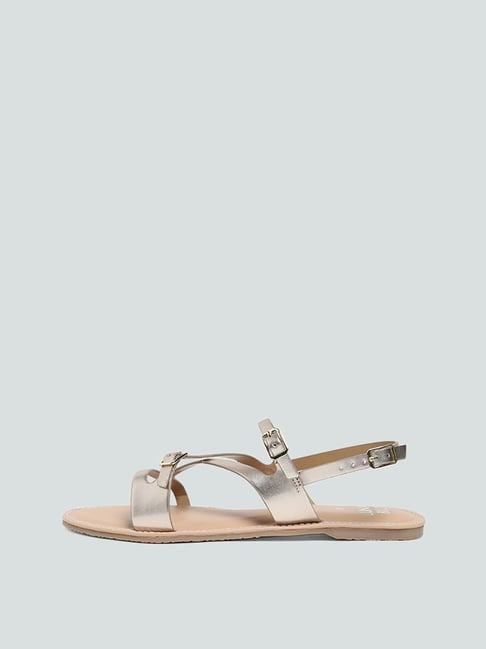 Buy LUNA BLU Ivory Buckled Three Band Sandals from Westside