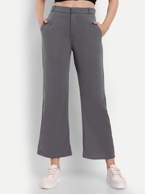 Buy Grey Solid Straight Pants Online  W for Woman