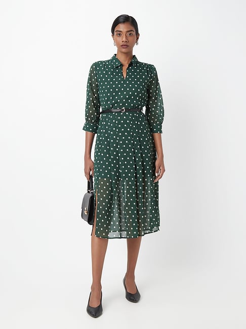 Derby Pink And Green Polka Dot Women's Wrap Dress | The High Stakes
