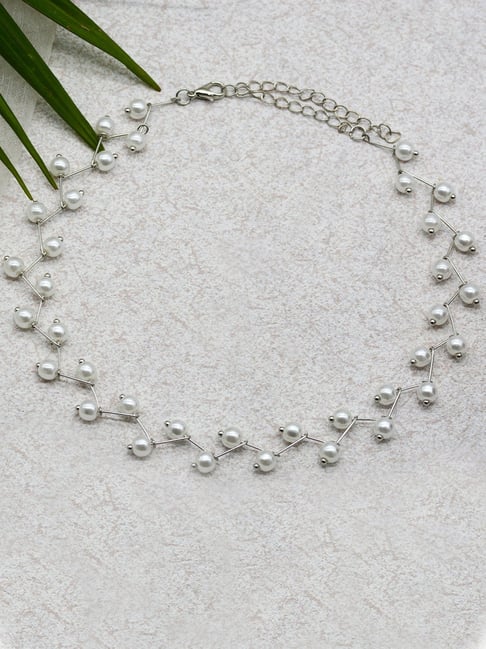 Buy Joker and Witch Pearl Bar White Choker Necklaces Online At