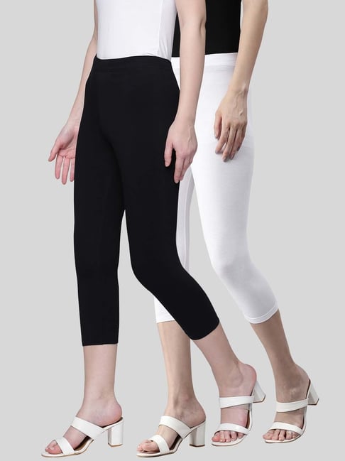 Kryptic Black White Cotton Capris Pack Of