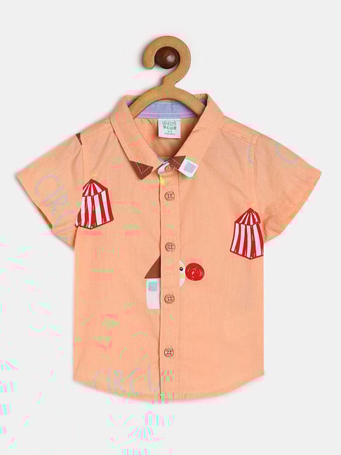 MINIKLUB Kids Peach Printed Shirt