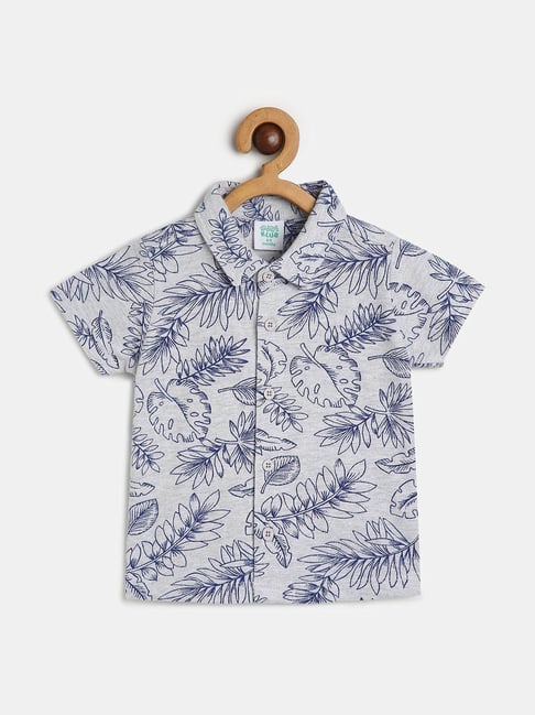 MINIKLUB Kids Grey & Navy Printed Shirt