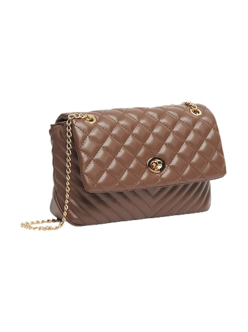 Buy Styli Brown Quilted Shoulder Bag with Chain Strap at Best