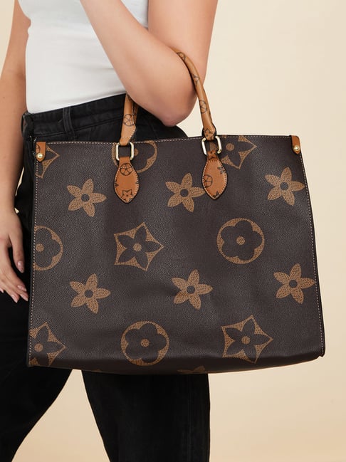 Buy Styli Brown Printed Tote Bag at Best Price @ Tata CLiQ