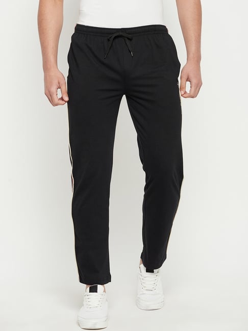 Buy Duke Black Regular Fit Striped Trackpants for Mens Online