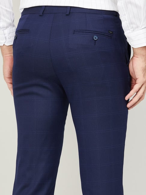 Marc Darcy | Roman Blue & Gold Checked Trousers | Suit Direct