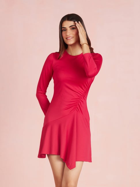 Buy Women Pink Tulle One Shoulder Mini Skater Dress Online at Sassafras