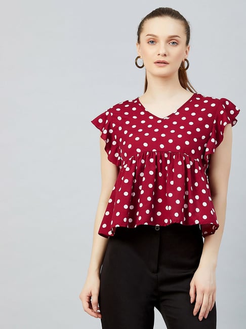 Red polka best sale dot peplum top