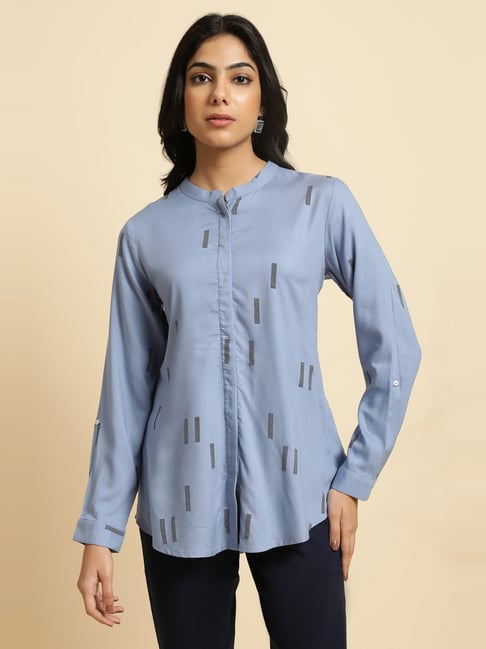 W Blue Printed Shirt-picture-28