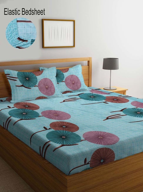 Buy Klotthe Blue Cotton Blend 300 TC Elastic Bed Sheet at Best Price @ Tata  CLiQ