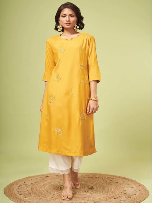 The Indian Ethnic Co. Women's Mul Cotton Kali Kurta Mustard – THE INDIAN  ETHNIC CO.