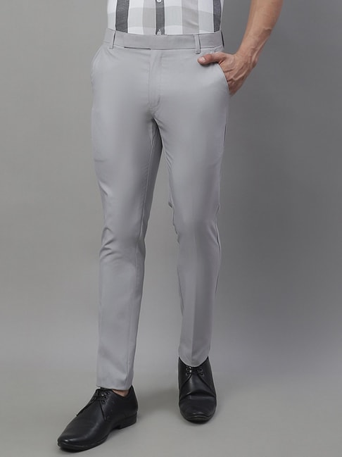 Buy Grey Checks Formal Pants For Men Online In India