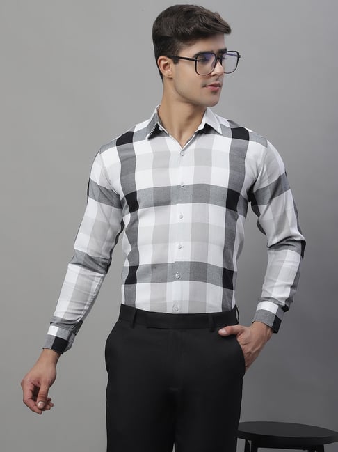 Jainish Black Regular Fit Check Cotton Shirt-picture-10