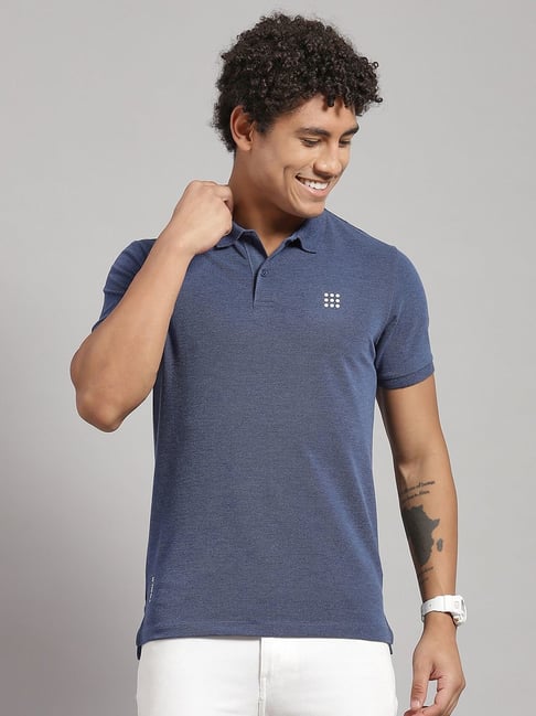 Rock.It Blue Melange Smart Fit Polo T-Shirt