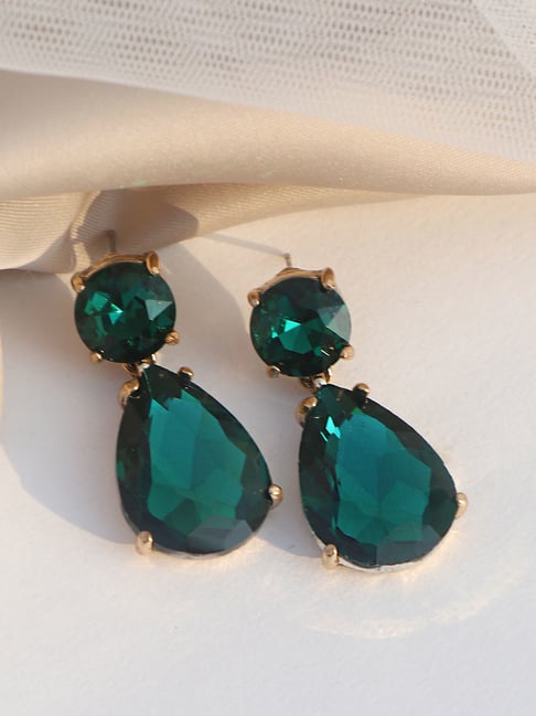 Joker & Witch Green Rhinestone- Blingy, Colored Stones Glam Up Drop Earrings-picture-23