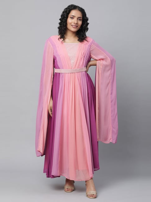 Buy Aurelia Purple Color-Block Maxi Dress for Women Online Tata CLiQ