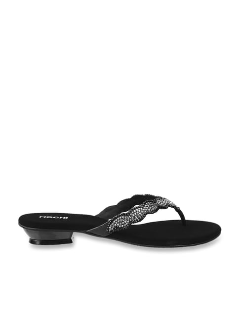 Mochi black cheap thong sandals