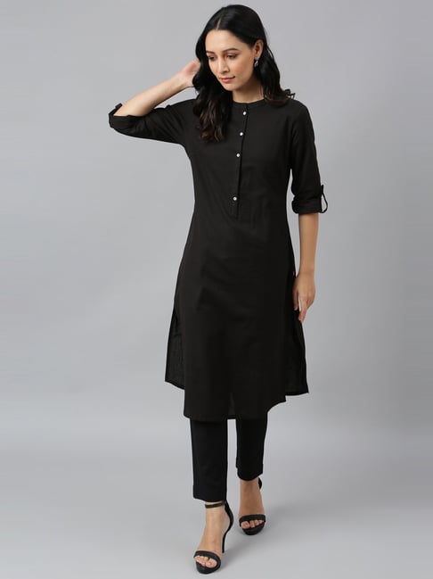 W Black Straight Kurta