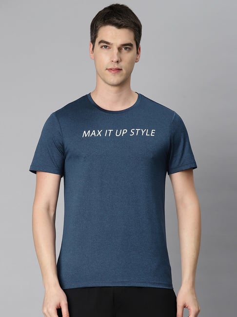 ALCIS Navy Slim Fit Anti Static Printed Sports T-Shirt-picture-27